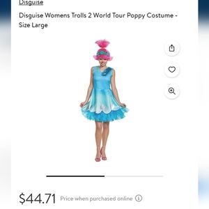 Adult Poppy Costume Trolls World Tour Size MEDIUM